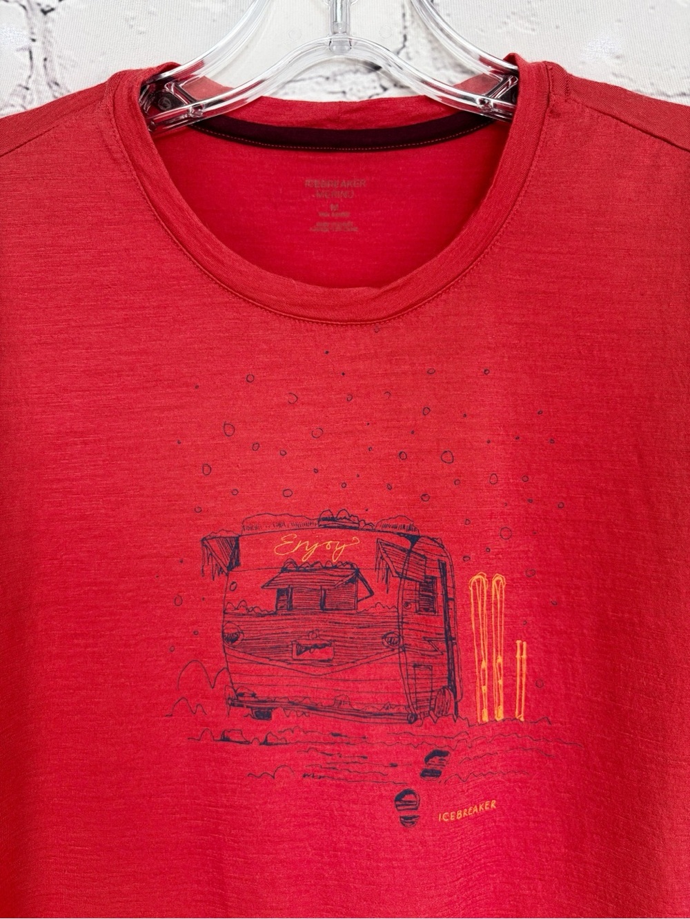 Icebreaker Merino 150 Tech Lite Short-Sleeve Graphic Tee Red Sz M - Picture 2 of 10